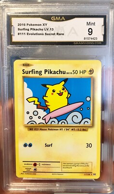 Pokémon Surfing Pikachu / XY Evolutions / #111/108 / GMA 9 / Wie PSA 9 / MINT