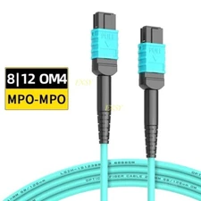 1-20M MPO to MPO OM4 Fiber Optic Patch Cord 8|12F Type B Female-Female MTP lot