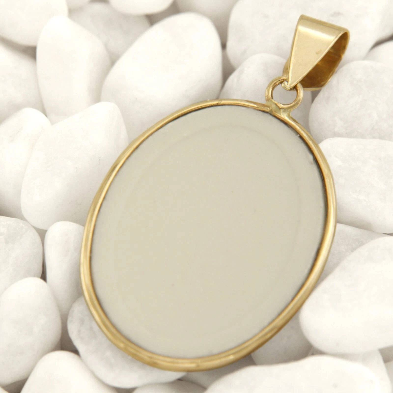 14k gold and porcelain saint pio italian pendant