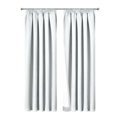 Art Queen 2 Pencil Pleat 140x213cm Blockout Curtains White