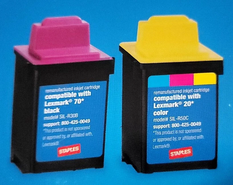 2PK COMPATIBLE Lexmark #70 Black, #20 Color Ink Cartridges SEALED - Image 2 of 4
