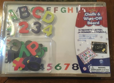 Wooden Chalk & Wipe-Off Board 26 Magnetic Letters 10 Numbers & 3 Symbols
