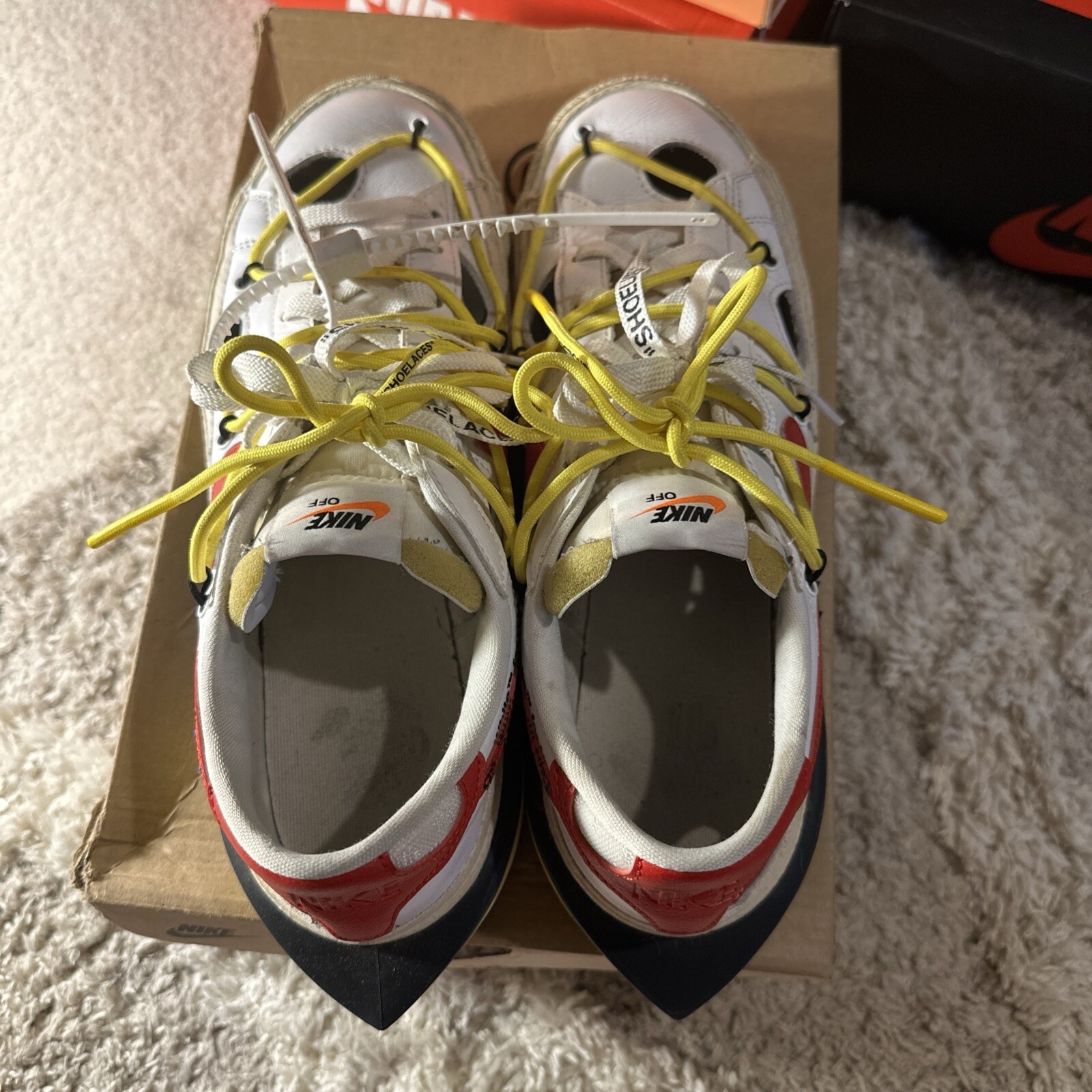 OFF WHITE X NIKE Taglia 10 5 Nike Off White x Blazer Basso Bianco Università Rosso