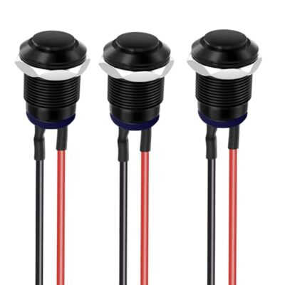 3Pcs Prewired IP65 Waterproof Push Button Latching Self-Locking Aluminium All...