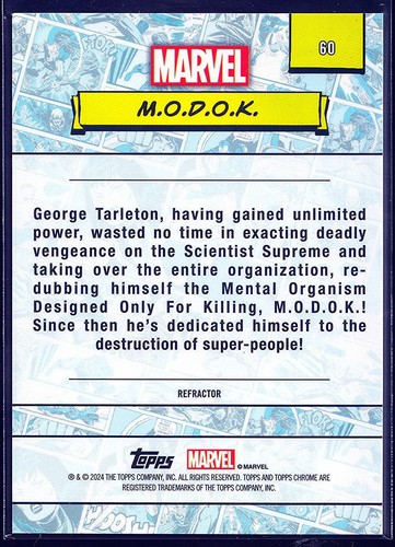 2024 Topps Chrome Marvel Refractors #60 M.O.D.O.K. - Picture 2 of 3