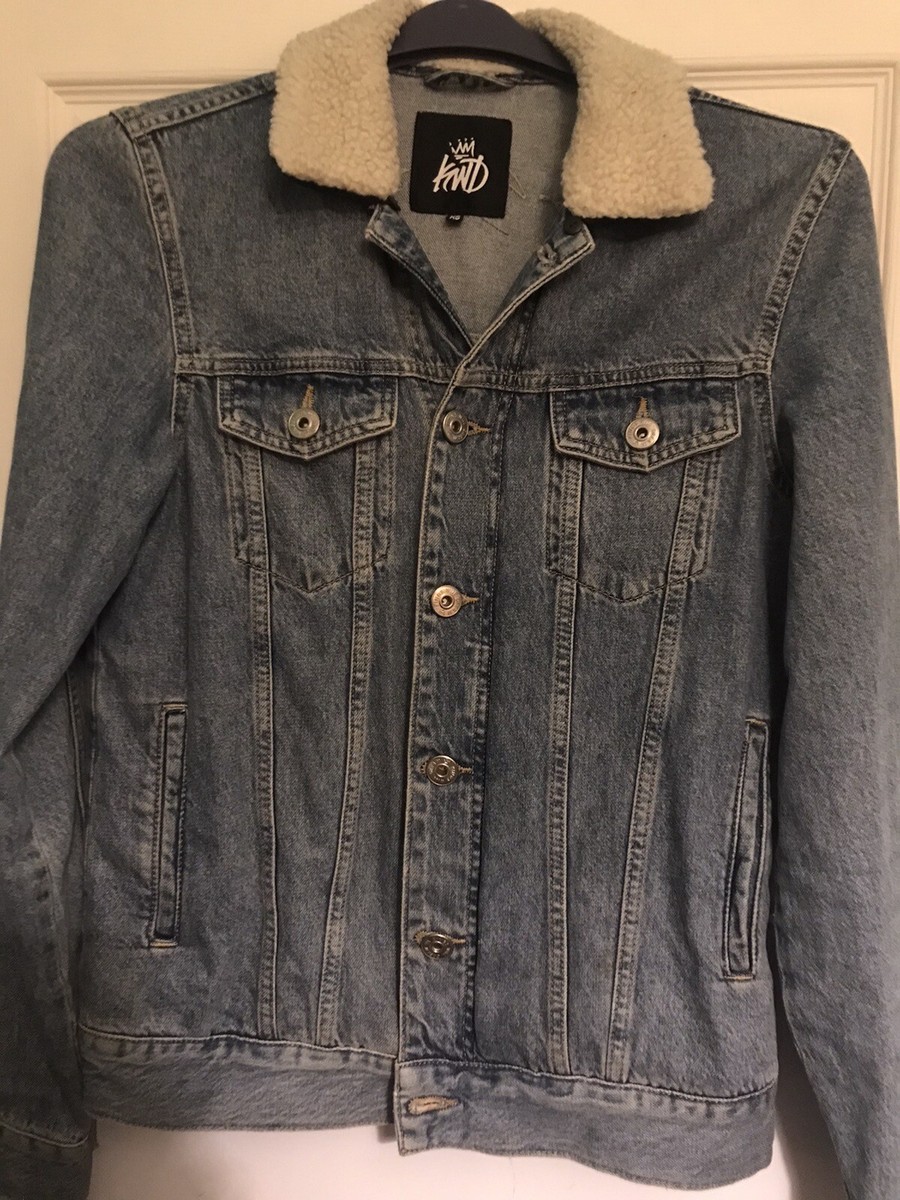 KINGS WILL DREAM KWD BLUE DENIM JACKET SHERPA NECK Y2K BUTTON UP