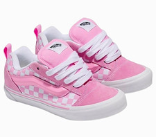 VANS Old Skool Pink/White Checkerboard Low Top Lace-Up Sneakers Kids 4
