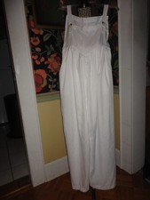 WOMENS M WHITE ROMPER OVERALL JUMPSUIT PANTS POCKETS ADJUSTABLE STRAPS RARE NEW