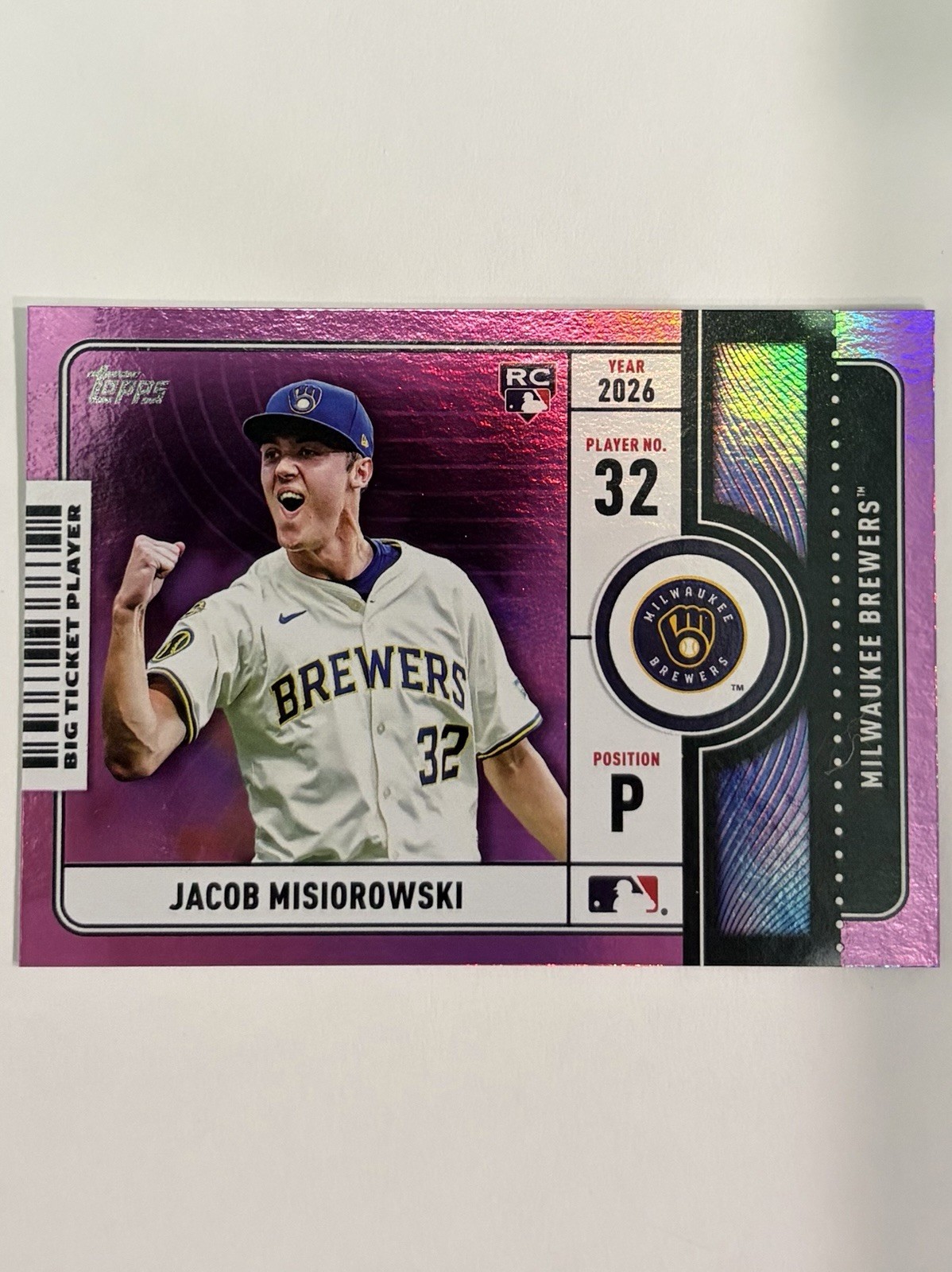 2026 Topps Series 1 Jacob Misiorowski Big Ticket Players RC #BTP-2 (Pink Foil)