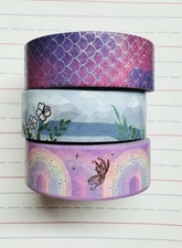 Simply Gilded Washi Tape Lot of 3 Preowned Rainbows Mountains Mermaid Scales