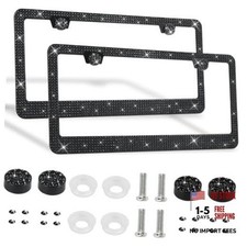 2 Pack Bling License Plate Frames Premium Sparkly License Plate Frame for Black