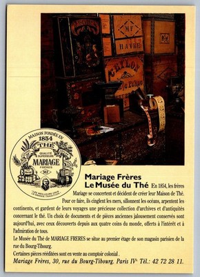 1990s Mariage Frères Tea Museum Ad Paris, France Postcard