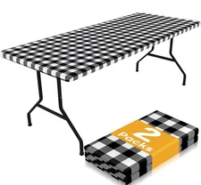 2 Pack Picnic Table Cloth Waterproof Elastic Fitted Tablecloth 30-48” Cover Smal