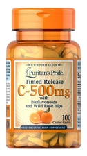 Puritan's Pride Vitamin C-500 mg with Rose Hips Time Release - 100 Caplets