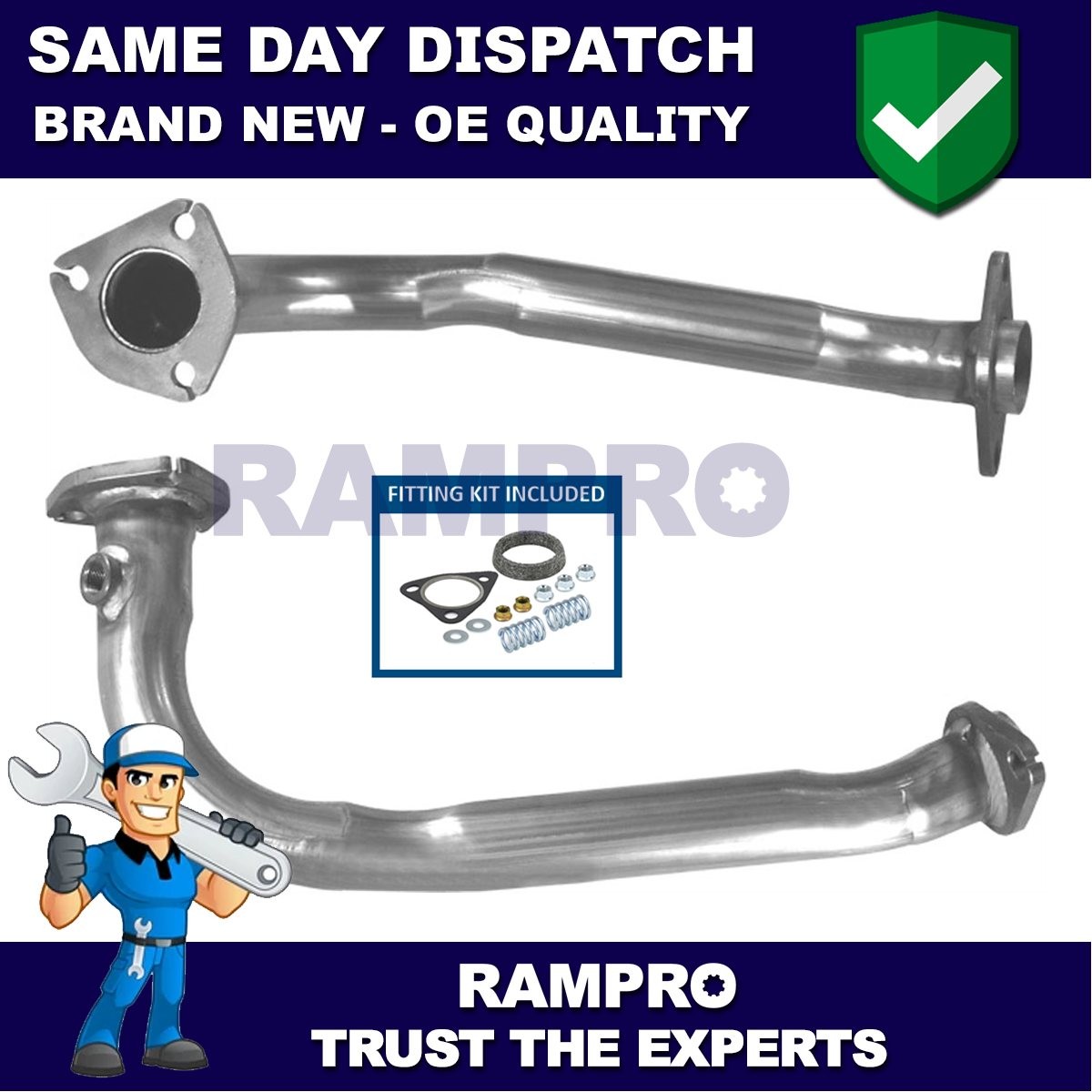 Rampro Front Exhaust Pipe + Fitting Kit Fits Mazda 626 1997