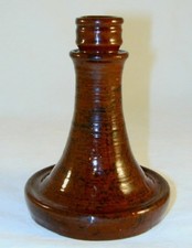 Foltz Candlestick Holder Manganese Glaze Sponge Decorated
