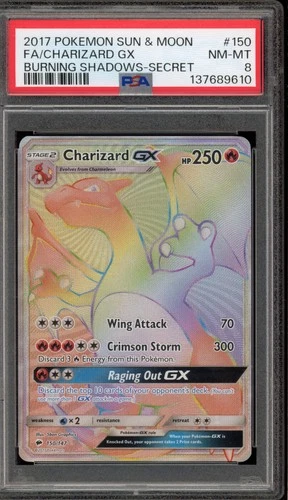 Pokemon Charizard GX Burning Shadows Secret Rare #150 PSA 8
