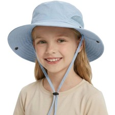 Kids Sun Hat for Beach Outdoor Fishing, Summer Wide Brim 3-10 Years Blue