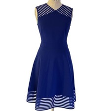 Ted Baker Eleese Royal Blue Mesh Skater Dress Fit Flare Size 1 US 2 EUC Wedding