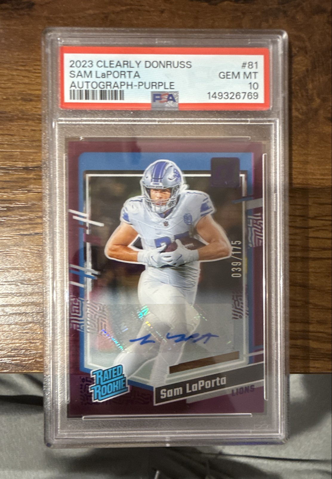 Sam LaPorta Panini Clearly Donruss #81 Autograph-Purple