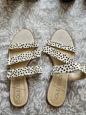 NWOB Sole Society SO-SIMONAA Cow Hair Upper Straps, Slip On Flats, 9M/40