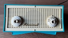 1958 ADMIRAL MODEL 248 AM TUBE RADIO TURQUOISE BLUE MCM VINTAGE WORKS GREAT!