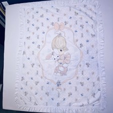 Precious moments baby crib quilt blanket bedding handmade reversible 37" x 47"