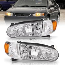 For 2001-2002 Toyota Corolla Chrome Headlights Headlamp Corner Signal Lamp Pair