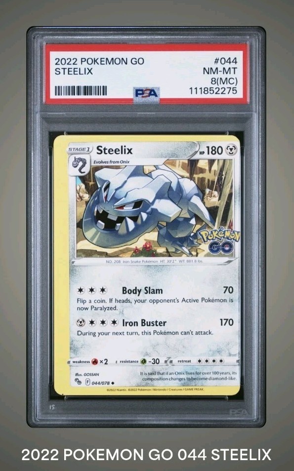 PSA 8 Miscut ERROR (MC) Steelix 044/078 2022 Pokemon Go UnCommon