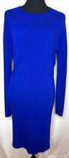 YU.K. By S.G. Blue Solid Knit Bodycon Sweater Dress Crew Neck S