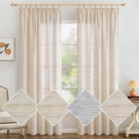 Leinen Gardinen VorhäNge KräUselband Voile 140X145 Cm 2Er Set Weiß Modern