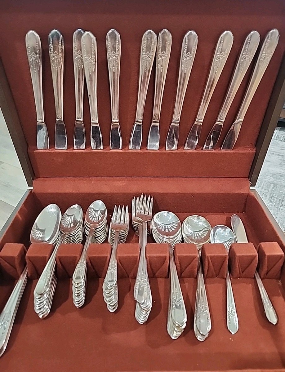 Wm Rogers 1939 Reflection Silverplate Flatware Set Of 78 Beautiful