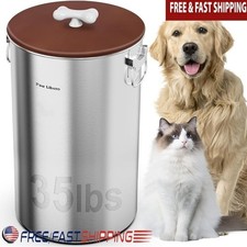 Airtight Stainless Steel Dog Food Storage Container 35lbs Pet Food Keeper New