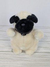 Russ Berrie Pug Puppy Brown Collar Stuffed Plush Animal Dog Chunky Pudgy
