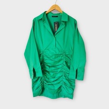 Barley Emerald GreenRuched Shirt Dress - Size L New With Tags