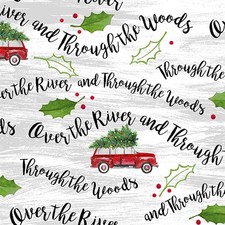 Feline Drive Fabric OVER THE RIVER Christmas Holiday - Fat Quarter 18x22" FQ