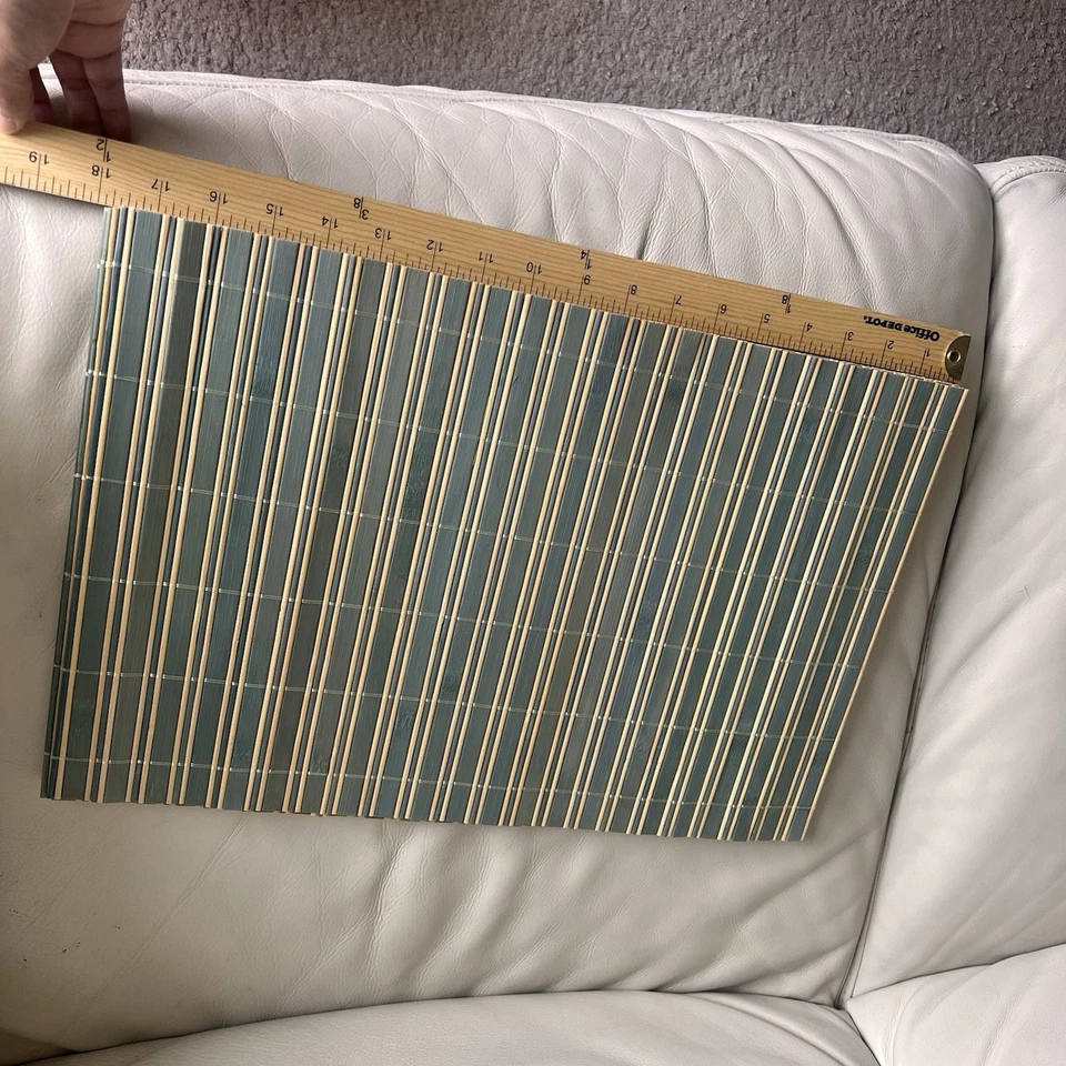 Green and Tan Bamboo Placemat Set of 6 Home Kitchen Decor Wood Tropical Boho - Image 3 of 4