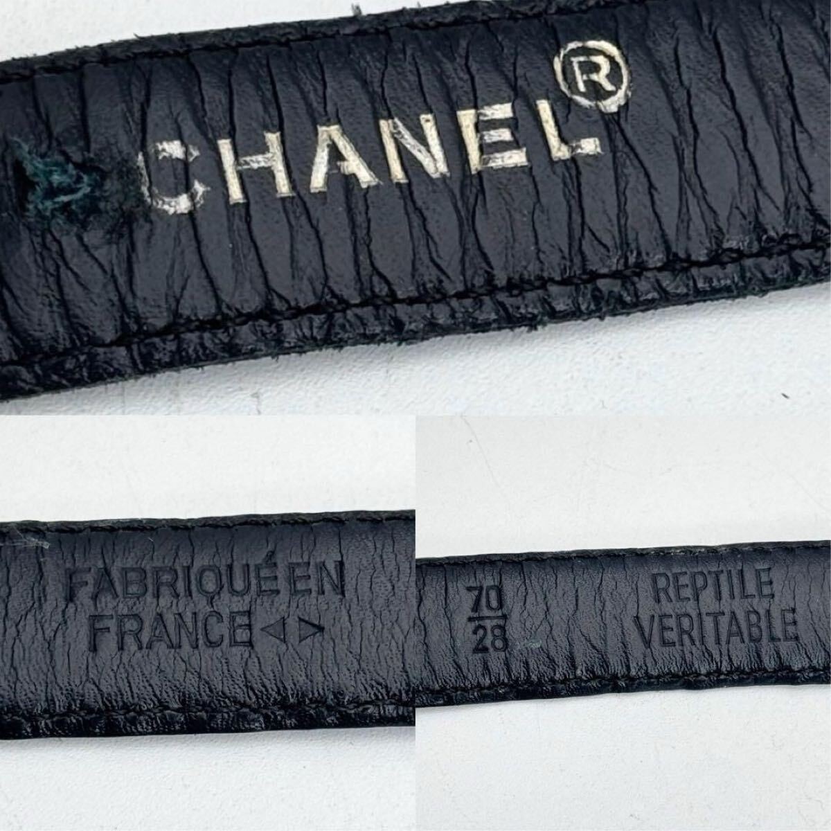 CHANEL   Coco Mark Belt Octagon Black Python Logo… - image 8