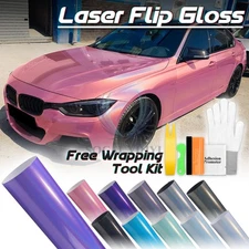 Laser Flip Gloss Metallic Glossy Rainbow Holographic Vinyl Wrap Air Release