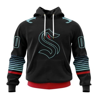 UNBRAND Personalized Seattle Kraken Hoodie Alternate Design Fullsize Black