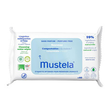 Mustela Baby Home Compostable Cleansing Wipes - for Face, Body  Diaper Area - 9