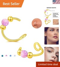 Non-Pierced Opal Nose Ring - Fashionable 20G Clip-On Design for Men & Women
