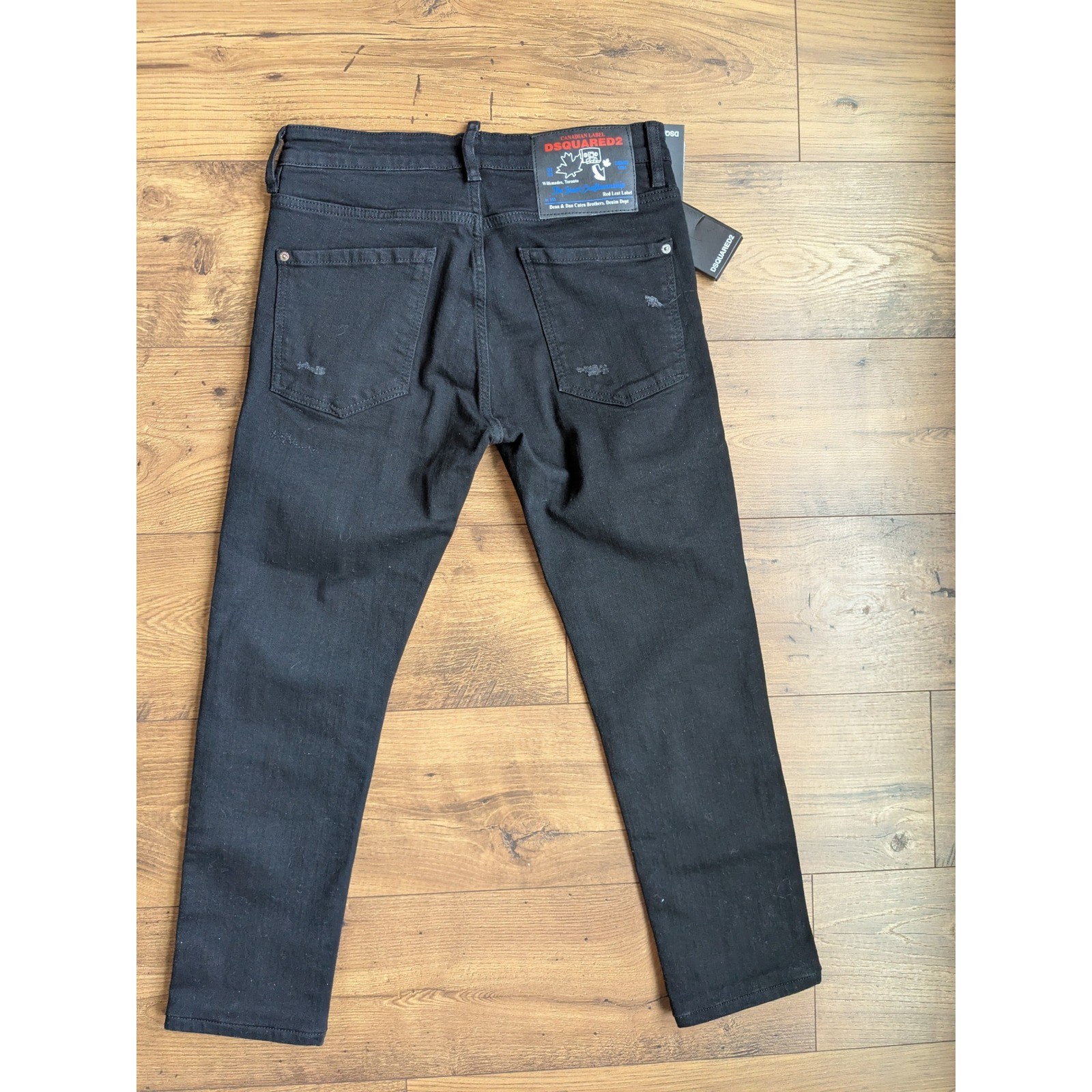 WT DSQUARED2 Men Black Distressed Slim Fit Denim Cropped Jeans Fits 31x26 image 7