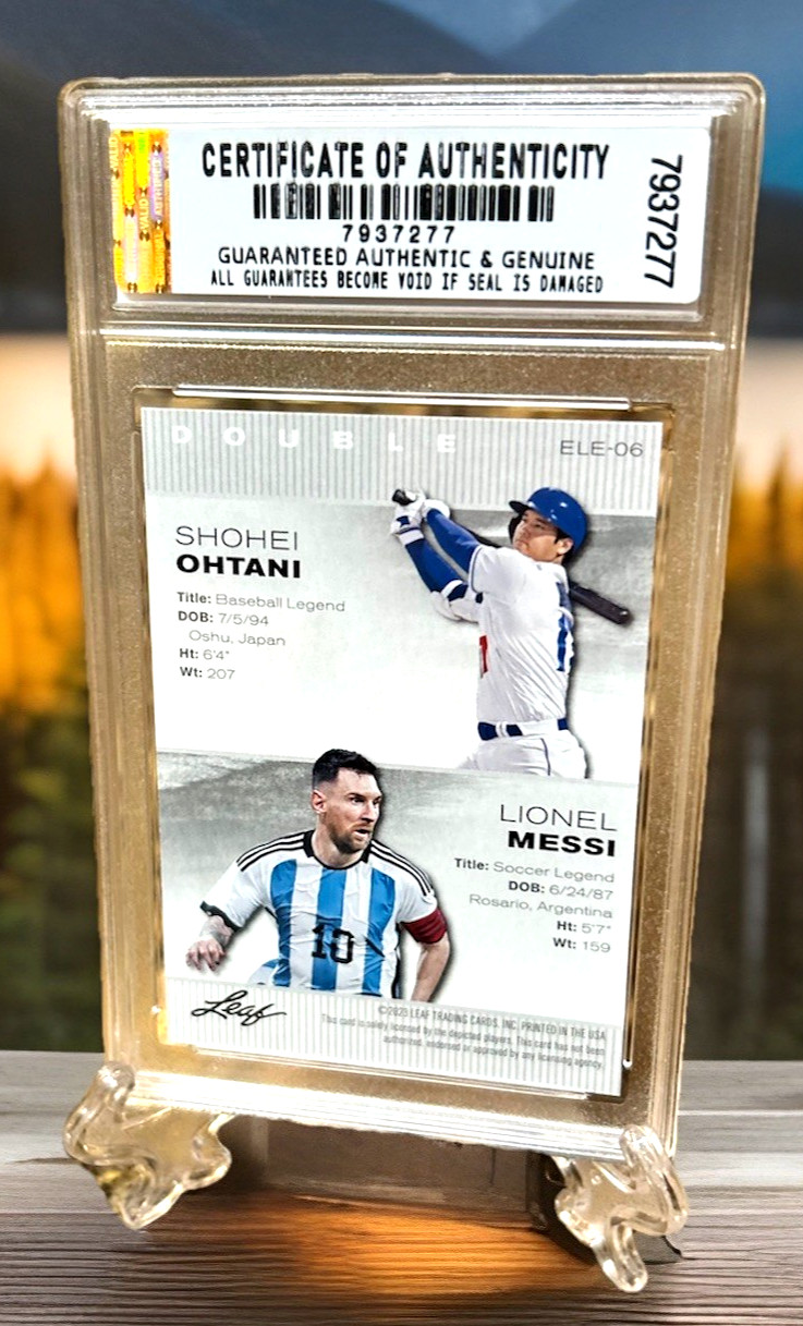 SH0HEI OHTANI/LIONEL MESSI 2023 LEAF ExclusiveLegends GRADED GEM-MT 10 #ELE-06 view 4