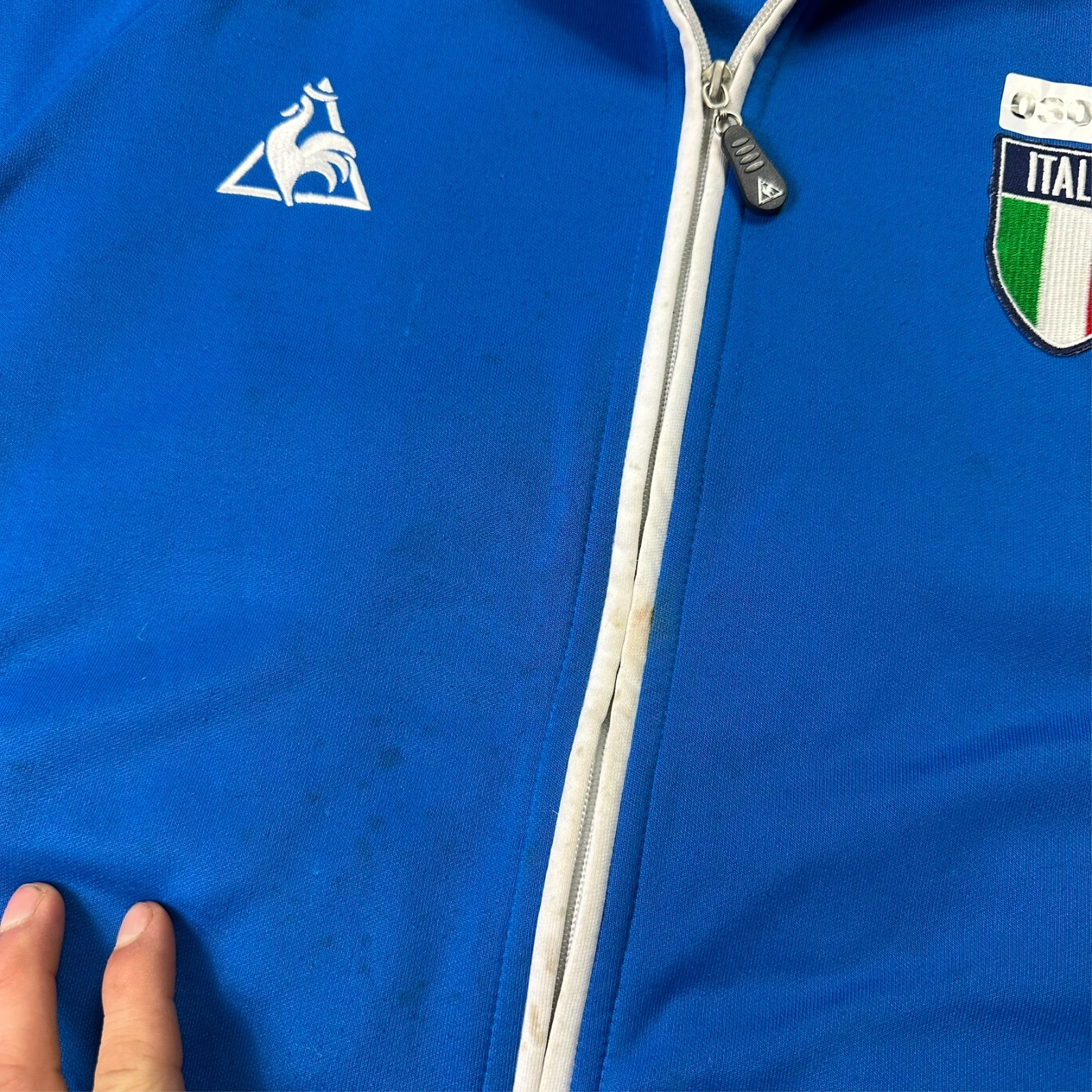 Vintage Le Coq Sportif 90s Italia Blue Red Full Zip Oversized Large Track Jacket image 3