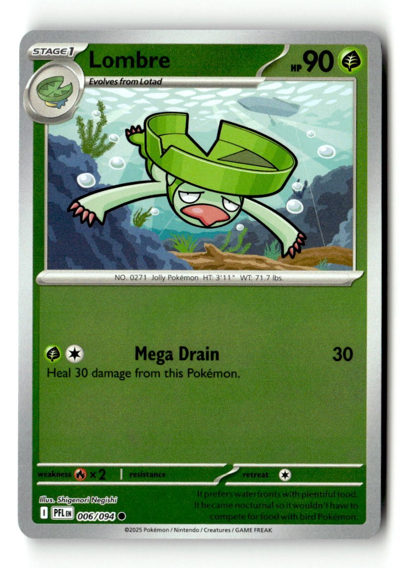 Lombre 006/094 Common Phantasmal Flames Pokemon Reverse Holo