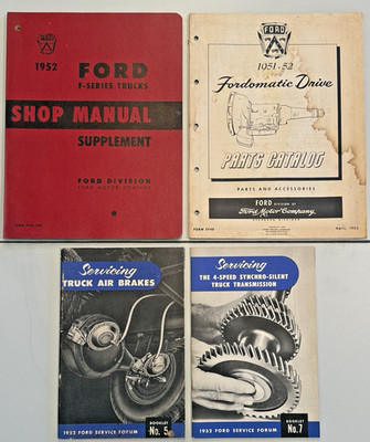 1952 OEM FORD TRUCK PARTS, SERVICE MANUAL, SPECS AND FORUMS - 4 CATALOGS