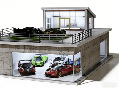 DE More Art Diorama 1/64 Diecast Garage Modell LED Werkstatt Modell Display Case