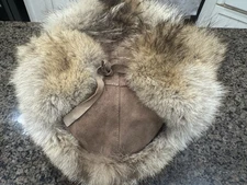 R.K. SALON LAKKITCHDAS FINLAND Aviator/Trapper Suede/Fur Hat Size 7 1/4