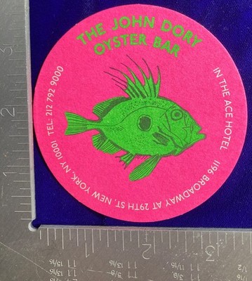 THE JOHN DORY OYSTER BAR PINK NOMAD NYC 3.5 INCH ROUND BEER COASTER